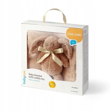 Одеяло мягкое бежевое с зайкой BabyOno 75 x 100cm 1567/02