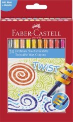 Крейди воскові що викручуються в пластиковому корпусі Faber-Castell 24 неонові кольори з металевим блиском в картонній коробці 30723
