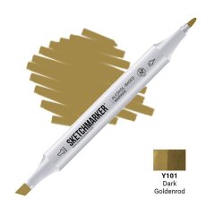 Маркер Sketchmarker 2 пера тонке і долото Dark Goldenrod Темний золотистий SM-Y101