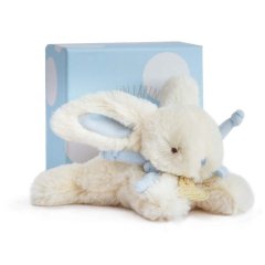 Мягкая игрушка Doudou Bonbon Кролик с синим бантиком 16 см DC3376