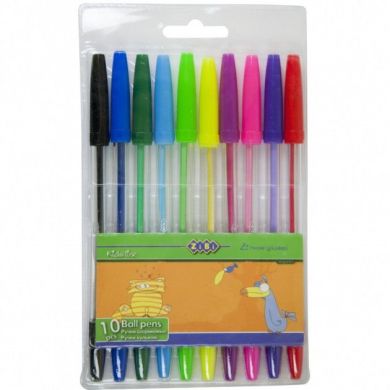 Набір кулькових ручок 10 шт. ZiBi 10 кольорів ZB.2012