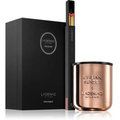 Набор свеча в банке 200 г + спички + тарелка Ladenac Urban Senses Rose Gold ROSE DE NUIT Zamak Ladenac 02000100048