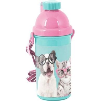 Пляшка STUDIO PETS CAT&DOG 500 мл з регульованим ремінцем, макс темп 60ºC BPA FREE Paso PTK-3021, Блакитний