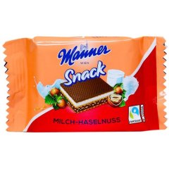 Вафли в шоколаде Manner Snack MilkHazelnut с молочно-ореховым кремом 25 г.30шт/ящ Manner 530