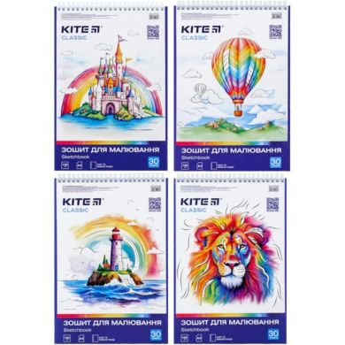 Тетрадь для рисования, 30 листов, дело, софт тач+УФ, Classic Kite K-243