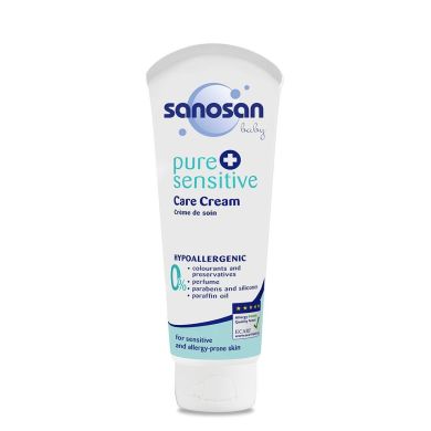 Дитячий гіпоалергенний крем Sanosan Pure & Sensitive для догляду за обличчям і тілом 100 мл 89651 4003583191949