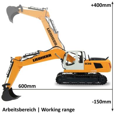 Екскаватор на радіокеруванні Liebherr R936 1:20 2,4GHz, жовтий, з грейфером та молотом Jamara 405112