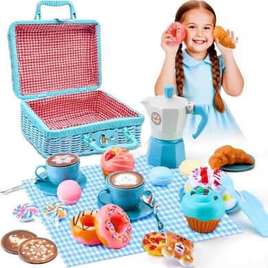 Игровой набор для пикника с корзиной Кофейный набор, синий XIE SHENG TOYS 9060A
