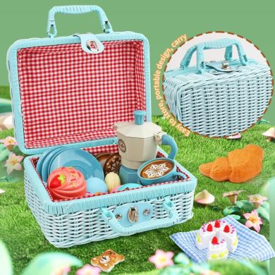 Игровой набор для пикника с корзиной Кофейный набор, синий XIE SHENG TOYS 9060A