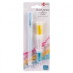 Клей-ручка з набором глітера (блакитний, жовтий, білий) Santi 742959