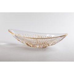 Хрустальная чаша овальная Lines золотая, &Oslash; 40 см CRISTAL DE PARIS 12577/60, 40