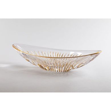 Хрустальная чаша овальная Lines золотая, &Oslash; 40 см CRISTAL DE PARIS 12577/60, 40