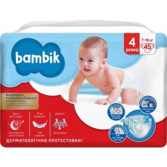 Підгузки дитячі одноразові Jumbo 4 Maxi, від 7 до 18 кг 45 шт, Bambik Bambik 43405400 4823071645736