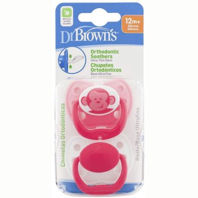 Пустышка ортодонтическая Dr. Brown's розовая 12+ мес 2 шт. 983-SPX, Розовый, 2