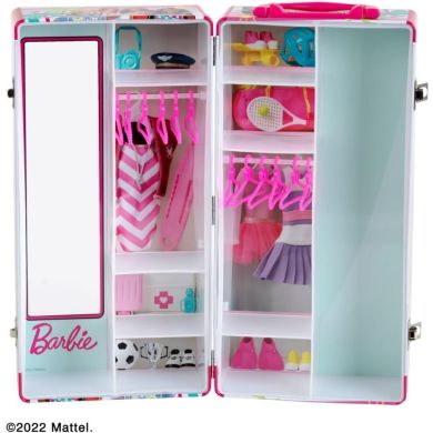 Раскладной шкаф для кукол BARBIE с полками и плечиками для одежды, Klein5801