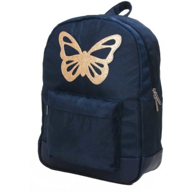 Рюкзак Medium Золотий метелик на синьому фоні Caramel sacados001