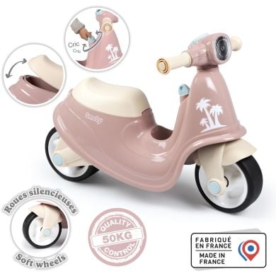 Скутер, розовая пудра, 65x34x48 см, 18 мес. + SMOBY TOYS 721008
