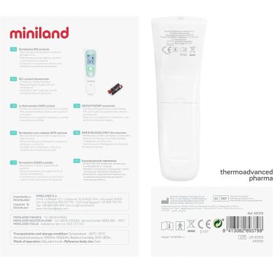 Безконтактний смарт-термометр Miniland Thermoadvanced Connect 89379, Білий