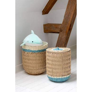 Корзина для игрушек с крышкой PAPR NAT/BL S (30x30x40см) J-LINE B61680