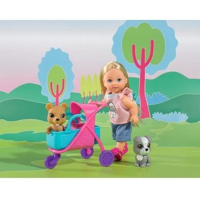 Лялька Simba Єва з візком та домашніми улюбленцями 12 см 5733080