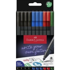 Набір капілярних ручок Faber-Castell Grip Finepen Office Set, тригранні 0,4 мм, 10 кольорів 1189017