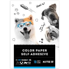 Папір кольоровий самоклейкий (10 арк/10 кол) А5 Dogs Kite K22-294