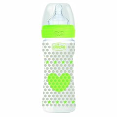 Пляшка пластикова Chicco Well-Being з силіконовою соскою 2м + 250 мл зелена 20623.30.50, Салатовий