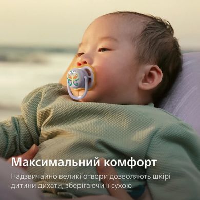 Пустышка Avent Ultra Air, 0-6 месяцев, 2 шт, дизайн для девушек SCF087/04
