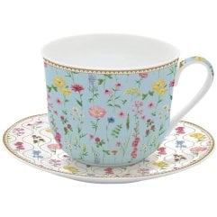 Чашка для сніданку з тарілкою, 400 мл, з порцеляни MEADOW FLOWERS POZZI MILANO M006R1454MFLO