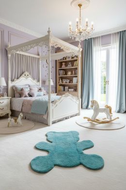 Фигурный детский коврик Nattiot Little Teddy Blue Плюшевый мишка 80х100 см 1040213364