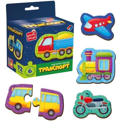 Игра развивающая пазлы магнитные Транспорт Vladi Toys VT1733-02