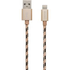 Кабель Canyon Lightning USB for Apple 1 м, gold (Braided metallic shell cable) CNE-CFI3GO