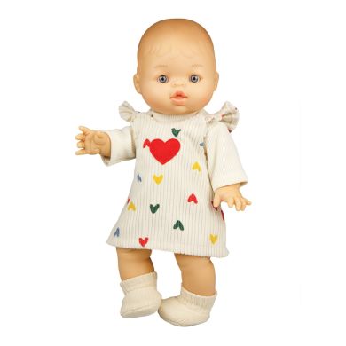 Комплект кофточка+ сарафан, молочный с сердцами, на игрушку высотой 28-35 см Heless 1530
