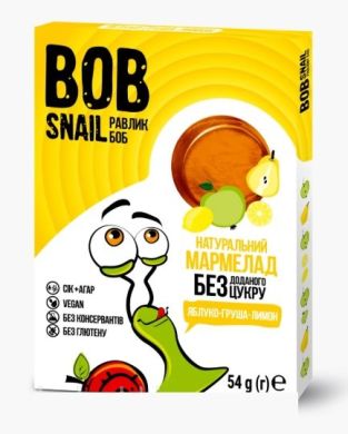 Мармелад натуральний Bob Snail Равлик Боб яблуко, груша, лимон 54 г 1740469