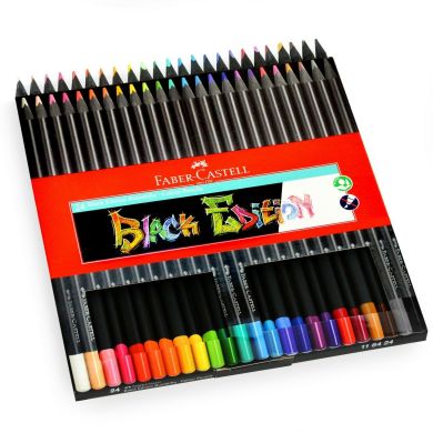 Олівці кольорові Faber-Castell Black Edition в картонній коробці 24 шт 31227