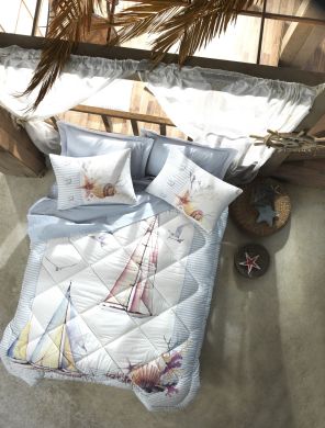Комплект постельного белья ранфорс Cotton box полуторный Голубой Yacht 1764883