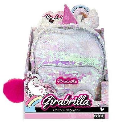 Рюкзак для девочки Girabrilla (Гирабрилла) Единорог с белыми пайетками 02530
