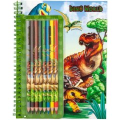 Альбом для розмальовування з кольоровими олівцями Depesche Dino World 46852
