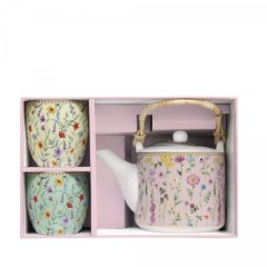 Чайник 600 мл с 2 фарфоровыми чашками MEADOW FLOWERS POZZI MILANO M006R1467MFLO