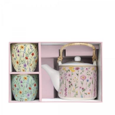 Чайник 600 мл з 2 порцеляновими чашками MEADOW FLOWERS POZZI MILANO M006R1467MFLO