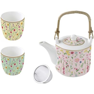 Чайник 600 мл з 2 порцеляновими чашками MEADOW FLOWERS POZZI MILANO M006R1467MFLO
