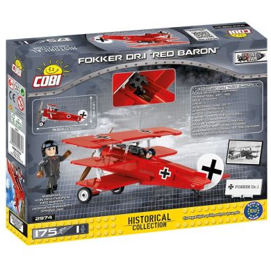 Конструктор COBI Самолет «Fokker Dr. I Красный барон », 175 деталей COBI-2974