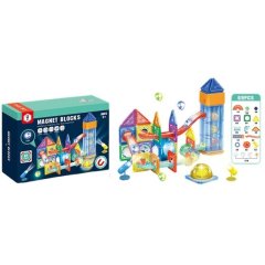 Конструктор HD130A-1 магнитный, трек, лабиринт, шарики, 69 дет., свет,бат.(табл.),кор.,26-18,5-7см Dezhi HD130A-1