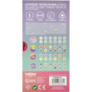 Набор 48 цветных карандашей с блоком для записей Wow Generation WOW00044