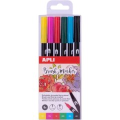 Набір чорнильних маркерів Apli Kids з двома пензликами, 6 кольорів 18062
