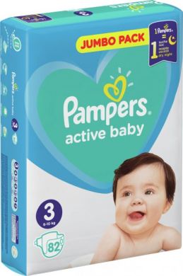 Підгузки Pampers Active Baby, розмір 3, 6-10 кг, 82 шт 81680782, 82