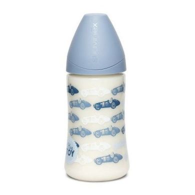 Пляшечка Історії малюків 270 мл анатомічна соска, середній потік, блакитна машина 304383/1, Блакитний