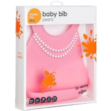 Силіконовий нагрудник Make My Day Baby Bib breakfast-at-moms-pink рожевий BB122, Рожевий