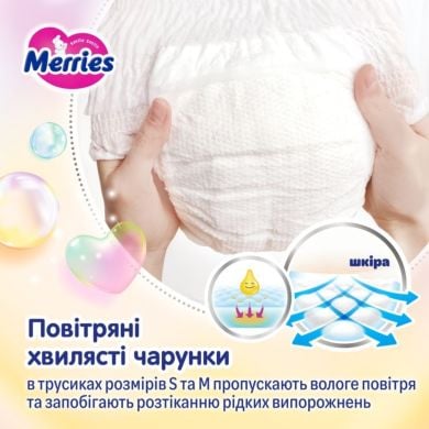 Трусики-підгузники дитячі розмір M 6-11 кг / 62 шт (UJ) Merries 4901301442949, М