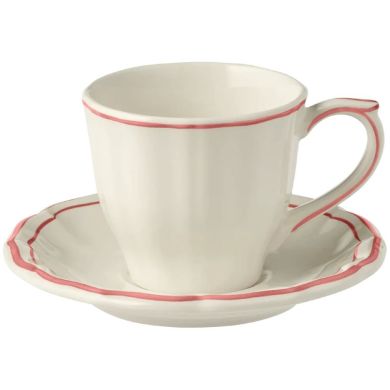 Чашка для чаю з блюдцем FILET CORAIL 175 мл - &Oslash; 8.5 см - &Oslash; 14.5 см Білий GIEN